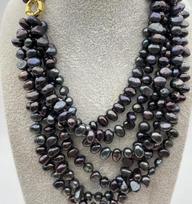 6Strands 18'' 5mm Black Reborn Baroque Freshwater Pearl Necklace