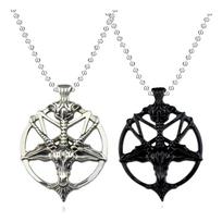 Senoviniai Pan God Skull pakabukai Karoliai Vyriški Mados Pentagrama Ožkos galvos pakabukas Grandinė Unisex Sėkmės lydinio gotikiniai karoliai papuošalai