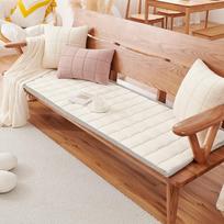 New Crystal Velvet Mahogany Solid Wood Sofa Cushion Four Seasons Universal Sofa Cushion Non-Slip Sponge Pad 60*160cm beige
