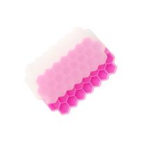 New 1pcs Honeycomb 37 Lattice Ice Cube Tray Ice Maker With Lid DIY Ice Mold rožinė
