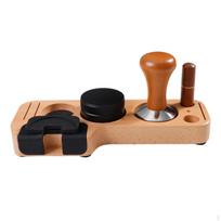 Coffee Tamper Distributor and Stirrer Espresso Accessories Kits Partitioned Storage Tamping beech 51mm black