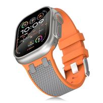 Soft Rubber Bracelet for Apple Watch Ultra 2 Series 9 7 8 6 5 4 3 se Carbon Fiber Pattern Band for iWatch 49mm 45mm 42mm 44mm For Apple Watch 42mm oranžinė
