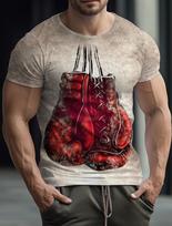 Vyriški sportiniai marškinėliai Bokso pirštinės T-shirt 3D spaudinys Vasariniai greitai džiūstantys bokso marškinėliai su apvalia apykakle trumpomis rankovėmis prigludę viršutiniai drabužiai vyrams atsitiktiniai drabužiai XL mėlyna