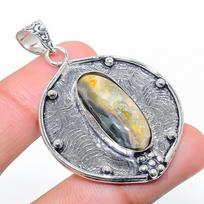 Natural Bumblebee Jasper Gemstone 925 Sterling Silver Gift Pendant 2.01  Y6I60 gray