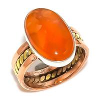 Natural Montana Agate Gemstone Two Tone 925 Solid Silver Jewelry Ring S.7.5 H5H44