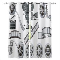 Film Tape Projector Window Curtain Bedroom Kitchen Decor Curtain Panel Curtains for Living Room 135W x 60H(cm) gray