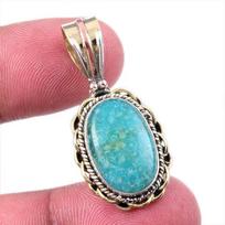 Natural Amazonite Gemstone 925 Solid Sterling Silver Two Tone Pendant 1.50  q2n02