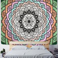 Mandala Boho Sieninė Danga Didelė Sienos Kabinamas Poliesteris Hipio Sieninės Dangos Bohemiška Sieninė Danga Jogos Kilimėlis Kilimas Kolegijos Bendrabučio Dekoracija 95x70CM white