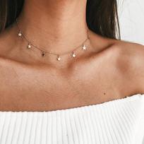Boho Chocker auksinės spalvos grandinėlė Kutas Star Choker karoliai moterims karoliai pakabukai apykaklė auksas