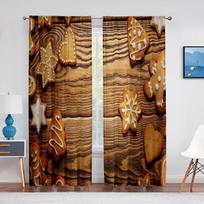 Gingerbread Sheer Voile Curtain Tasty Looking Traditional Cookies Tulle Curtains for Living Room Home Kitchen Bedroom Decoration 1 PCS W100XH250cm&Rod Pocket