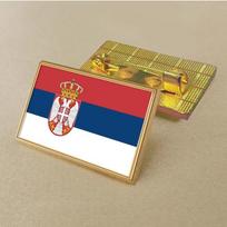Serbijos vėliava Sagė 2,5 * 1,5 cm Cinko lydinio liejimo slėgiu PVC spalvota spausdinimo danga Auksinis stačiakampis auksas