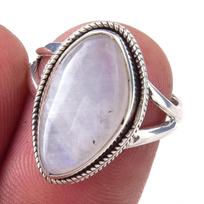 Natural Rainbow Moon Stone Gemstone Handmade 925 Sterling Silver Ring S.6 n3h33 gray