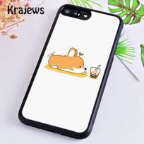 Krajews Corgi and Bubble Tea Soft Phone Case Cover For iPhone 14 5 6s 7 8 plus XR XS 11 12 13 pro max Samsung S21 S22ultra Plus iPhone 14 white