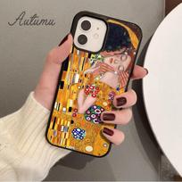 Kiss by Gustav Klimt Design Phone Case for iPhone 11 12 13 14 Pro Max mini X XR XS SE 2020 6S 7 8 Plus Samsung S21 S22 shell iPhone 5 5s SE black