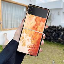 Luxury Case For Samsung Galaxy Z Flip 4 3 5G Black PC Hard Phone Cases Fashion Back Cover ZFlip Funda Marble Art Aesthetics Capa Samsung Z Flip 4 5G