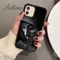 Hakerio Anonymous dėklas telefonui iPhone 11 12 13 14 Pro Max mini XR XS SE 2020 7 8 Plus Samsung Galaxy S21 S22 Dangtelio korpusas coque Samsung S22ultra black