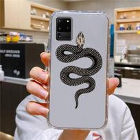 Šaunus gyvatės piešinio telefono dėklas Samsung Galaxy S10 S10e S8 S9 Plus S7 A70 Edge Note10 skaidrus dangtelis A51 brown