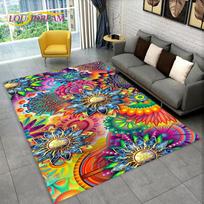 3D Bohemietiška Mandala Geometrinis Kilimas, Kilimas Namų Svetainei Miegamajam Sofai Prie Durų Virtuvės Dekoras, Vaikams Neslystantys Grindų Kilimėliai 40x60cm(15x23in) black
