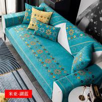 Bohemia Style Sofa Cushion Chenille Non Slip Sofa Slipcovers Universal for All Seasons Couch Cover L-shaped Corner Sofa Cushion 70x70cm 1pcs blue