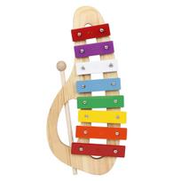 Rankinis Xilofonas Glockenspiel su Plaktukais, 8 Tonai, Metalinė Plokštelė, Medinis Muzikos Instrumentas, Ikimokyklinis Edukacinis Žaislas beige
