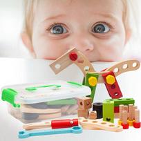 Vaikų Montessori edukacinių žaislų surinkimas medinių varžtų veržlių derinys Simuliacija dailidės įrankis Pretend Play Rinkinys žaislas vaikui