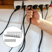 Sandėliavimo stelažas Biuro elektros laidas Juodas serviravimo dėklas po stalu. Geležies kabelio valdymo reikmenų lentyna brown