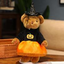 1Pc 42cm Lovely Halloween Style Teddy Bear Peluche Toys Kawaii Bears Wearing Skirt Stuffed Animal Pillow for Children Festival orange