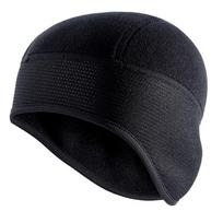Unisex Winter Black Skull Cap Helmet Liner Cycling Beanie Ear Covers Windproof Polar Fleece Snow Ski Hat Outdoor Sports black