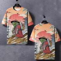 Animal T Shirt For Men Japanese Style Frog Element Graphic 3D Print Tees Loose Short Sleeve T-Shirts Oversized Men Clothing Tops 3XL