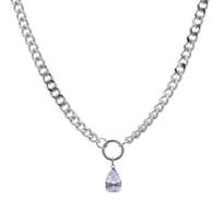 New Water Drop Diamond Necklace Ins Cool Style Light Luxury Hip Hop Necklace Design Titanium Steel Jewelry Pendant for Women white