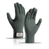 Winter Men Knitted Gloves Touch Screen Cycling Mittens Thicken Warm Wool Cashmere Solid Business Gloves Autumn Winter žalia