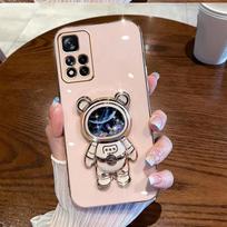Shiny Glitter Quicksand Bear Phone Bracket Case For Xiaomi Redmi Note 13 11 12 11S 12C 10C 10A 9 9C POCO X5 X3 Pro Plating Cover Redmi Note11 žalia