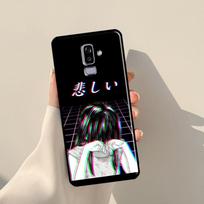 Sad Girl Japanese Anime dėklas, skirtas Samsung Galaxy J3 J5 J7 2017 A3 A5 J1 2016 J4 J6 Plus A6 A7 A8 A9 J8 2018 Coque J8 2018 - J810 gray