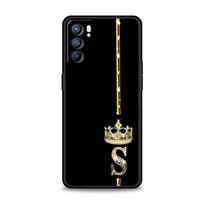 Case For Oppo Find X6 Pro X5 A54 A53 A52 A9 A15 A95 A17 A16 A76 A74 A57 A31 Reno8 Reno7 Reno6 Pro 5G Cover Crown Letter Letters Oppo A31 black