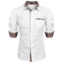 Men's Plus Size Loose Shirt Checkered Colorblocking Long Sleeve Shirt Standing Collar Casual Shirt 3XL balta