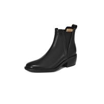 Krazing Pot Cow Skin Winter Med Heels Chelsea Boots Basic Women Slip on Size 43 Street Wear Beauty Ankle Boots 34 juoda