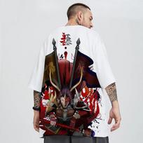 Hip Hop Couple T-shirt Chinese Trendy Anime Goku Print Tee Summer Oversized O-neck Short Sleeve Casual Pullover Ladies/boy Shirt XXL balta