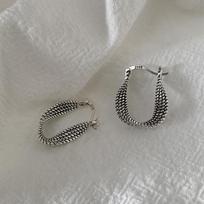 Sterling Silver Twist Earrings Female Style Thai Silver Distressed Retro Minority Design Simple Grace Personality S925 Ear Clip Thai silver