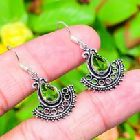 Peridot Gemstone Handmade 925 Sterling Silver Jewelry Earring 1.58  z4e56 green