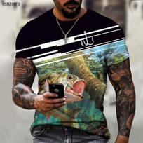 Vyriški marškinėliai Laukinių žvejybos Žvejybos Lauko Aistra 3D Spausdinimas Spausdinimas Madingas Prekės ženklas Apvalus kaklas T-shirt Atsitiktinis stilius Per dydį 5XL S black