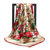 Vogue Foulard Satin Square Silk Scarf Šalikai Aukštos kokybės 1vnt 90*90cm Skaros Šalikai Elegantiškos Populiarios Moterys 90-90cm