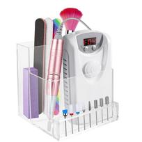 Nail Drill Machine Nail Drill Holder Transparent Drill Bit Holder for Nail Professional Nail Organizer Storage Box Case gray