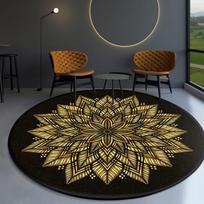 Šiuolaikiniai etninio europietiško stiliaus mandala kilimai kavos staliukai miegamojo apvalių grindų kilimėliai diameter 60cm black