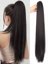 Sintetiniai plaukų priauginimai 24 colių ilgi, tiesūs Claw Clip perukas su uodega, tinkami kasdieniam moterų vakarėliui 24inch