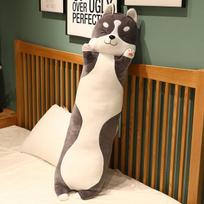 Ilgi haskių pliušiniai žaislai Animacinis miego pagalvės lėlės Kimštos minkštos gyvūnų šunų pagalvės vaikams mergaitėms dovanos 70cm gray