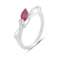 Sidabrinis žiedas su natūraliu rubinu 0,912 ct, kubinis cirkonis, gaminio svoris 2,41 g (2165583) 17.5 rubino raudonumo spalva
