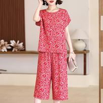 Women's Casual Vintage T-Shirt Set Plus Size Women's Two Piece Loose Elegant Set 6XL black