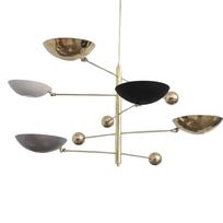 5 Light Pendant Mid Century Modern Raw Brass Sputnik chandelier light Fixtur