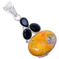 Yellow Laguna Lace, Black Onyx 925 Sterling Silver Jewelry Pendant 2.4   AH-3240 2.17 geltona