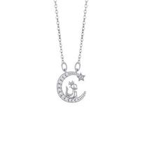 Žvaigždės ir Mėnulio Zodiako Drakono Karoliai Moterims Lengvi Prabangūs Nišinio Dizaino Drakono Metų Gimimo Metų Nerūdijančio Plieno Raktikaulio Grandinėlė